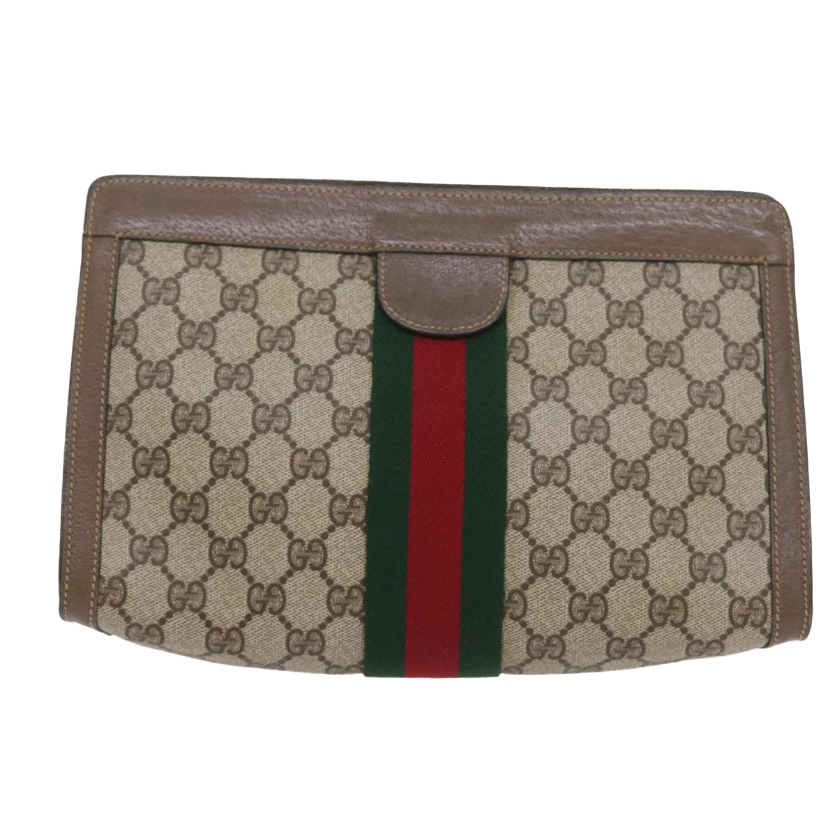 GUCCI GG Supreme Web Sherry Line Clutch Bag Beige Red 89 01 002 yk9437