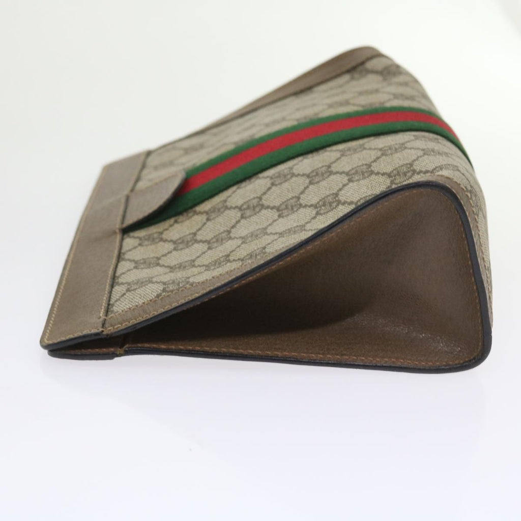 GUCCI GG Supreme Web Sherry Line Clutch Bag Beige Red 89 01 002 yk9437