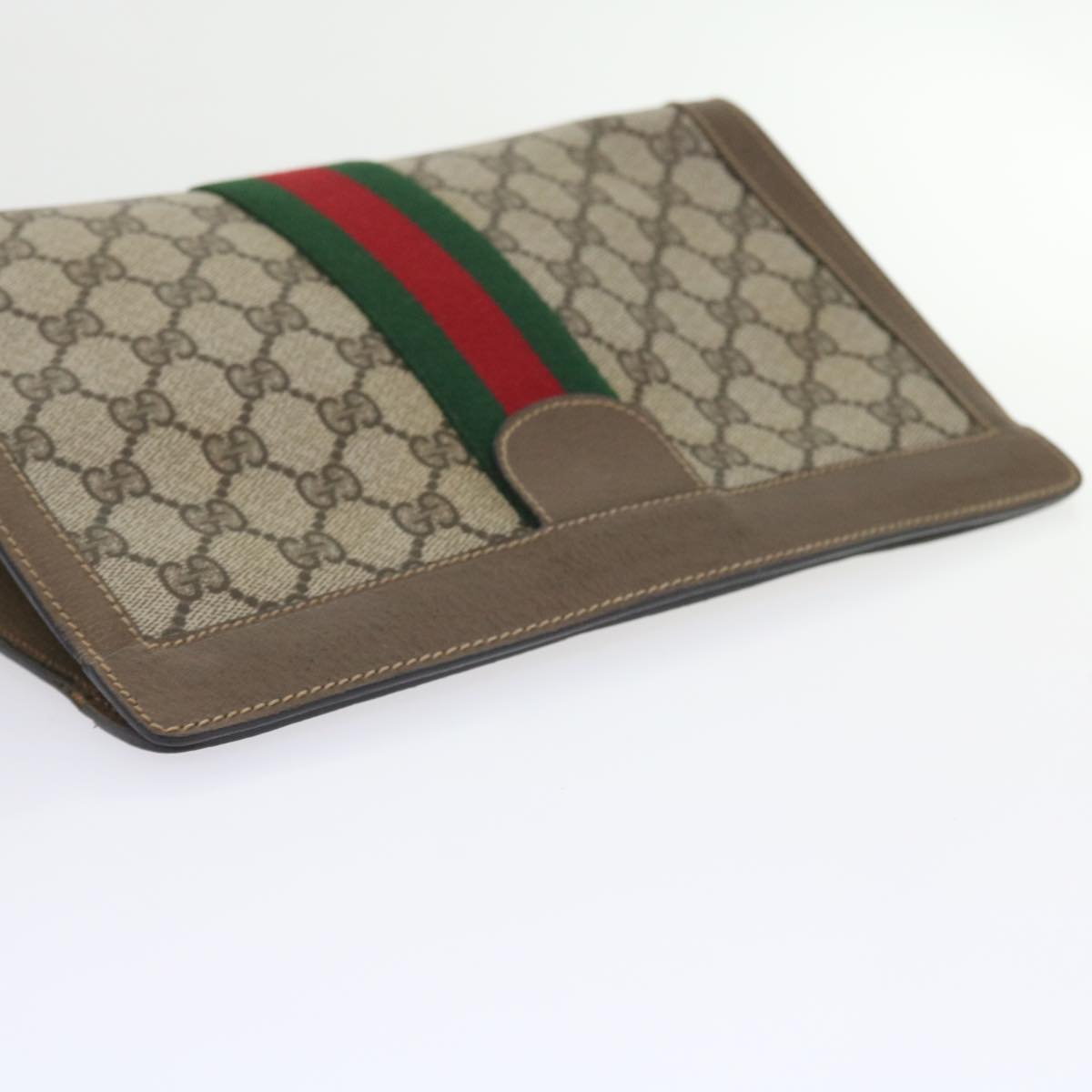 GUCCI GG Supreme Web Sherry Line Clutch Bag Beige Red 89 01 002 yk9437