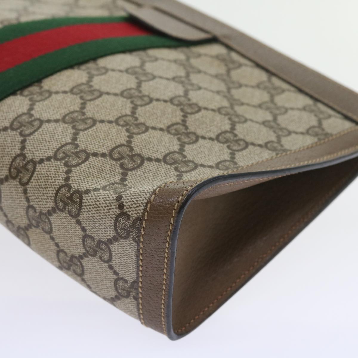 GUCCI GG Supreme Web Sherry Line Clutch Bag Beige Red 89 01 002 yk9437