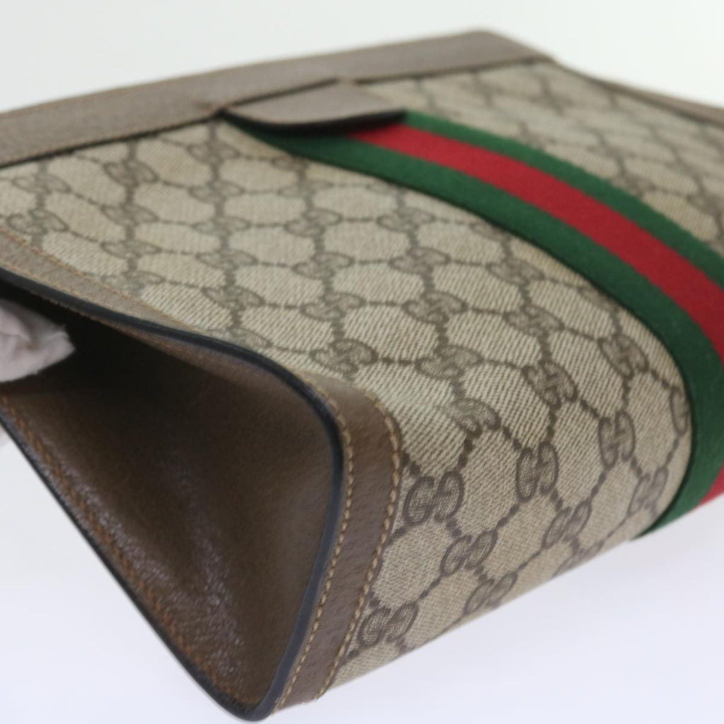 GUCCI GG Supreme Web Sherry Line Clutch Bag Beige Red 89 01 002 yk9437