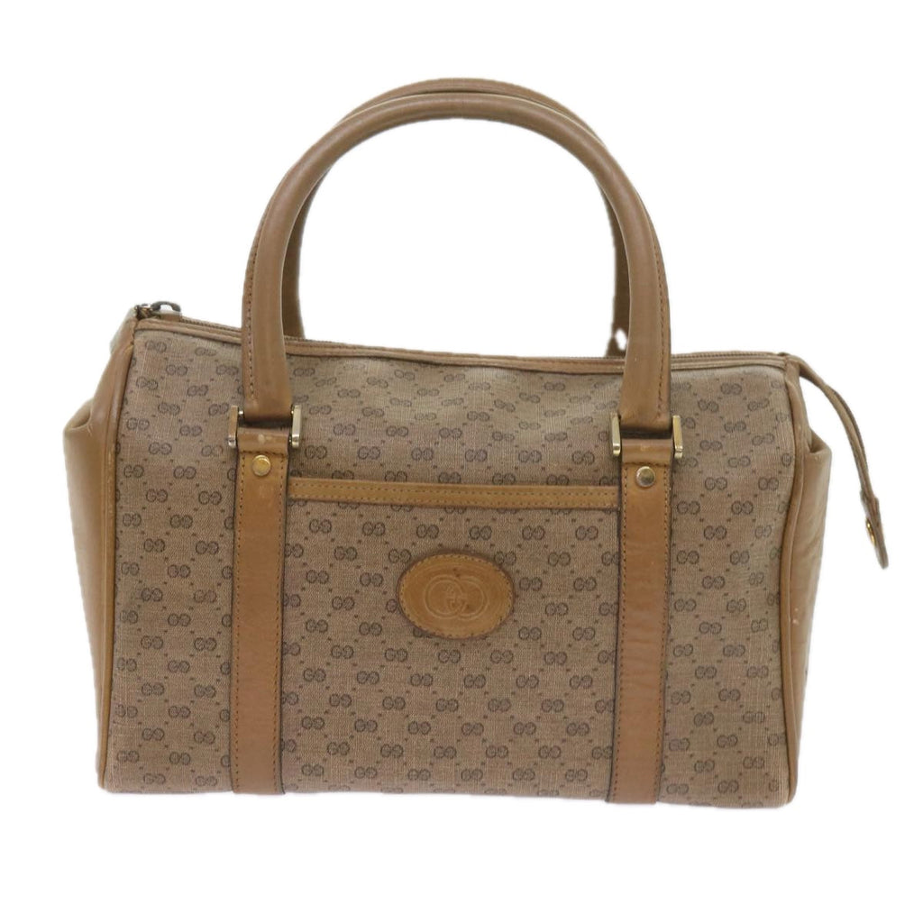 GUCCI Micro GG Supreme Boston Bag PVC Leather Beige yk9452