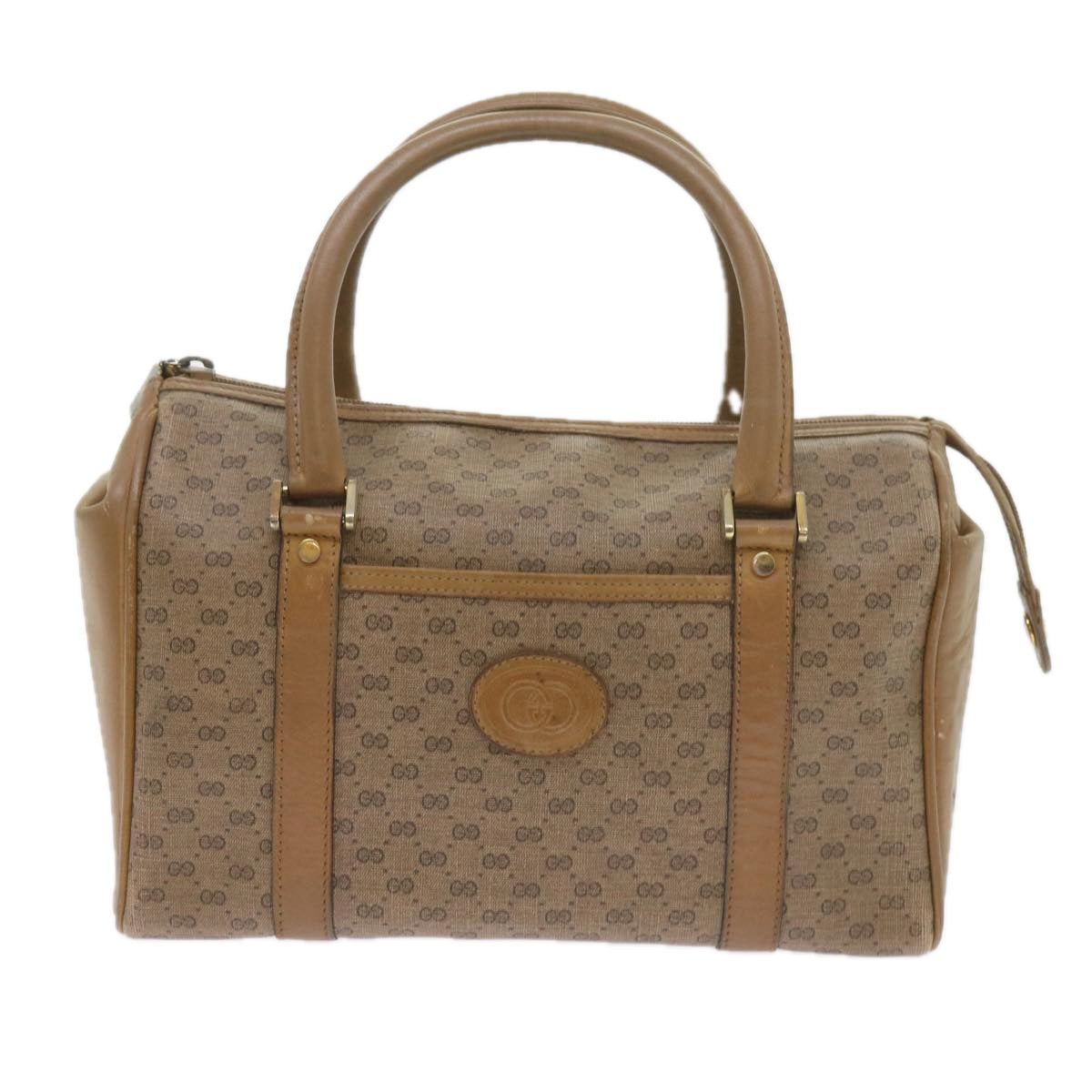 GUCCI Micro GG Supreme Boston Bag PVC Leather Beige yk9452