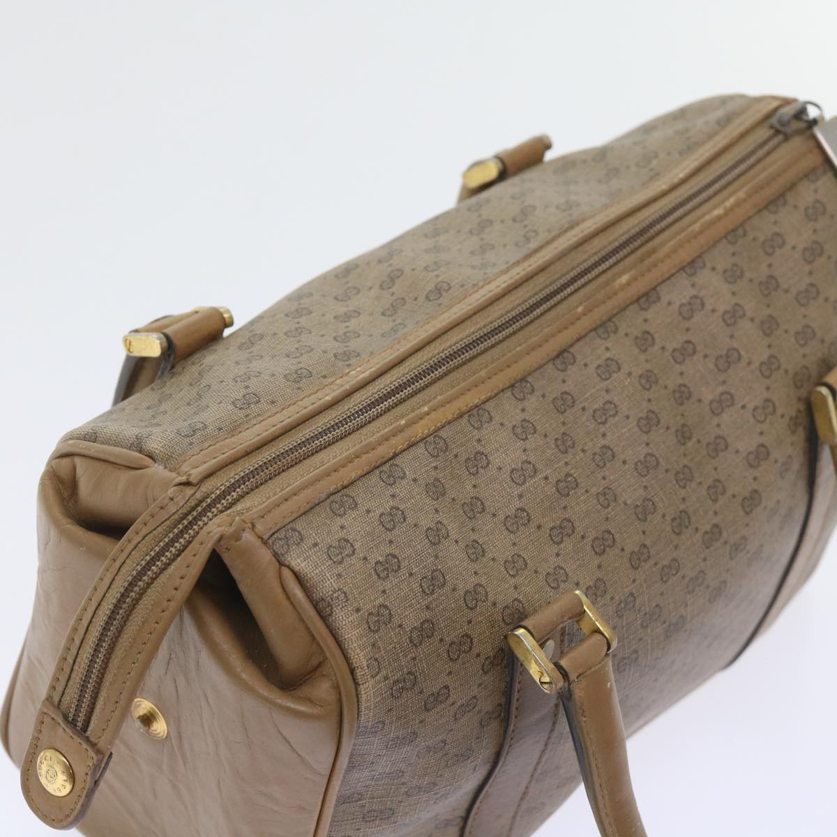 GUCCI Micro GG Supreme Boston Bag PVC Leather Beige yk9452
