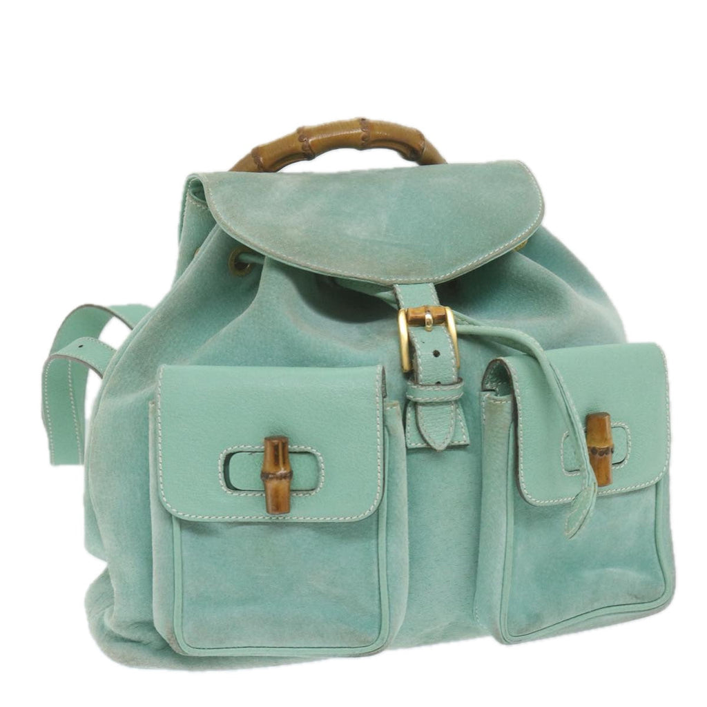 GUCCI Bamboo Backpack Suede Blue 003 1998 0016 yk9453