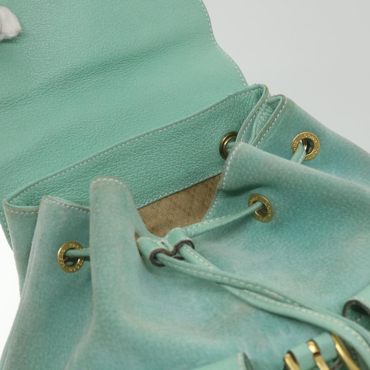 GUCCI Bamboo Backpack Suede Blue 003 1998 0016 yk9453