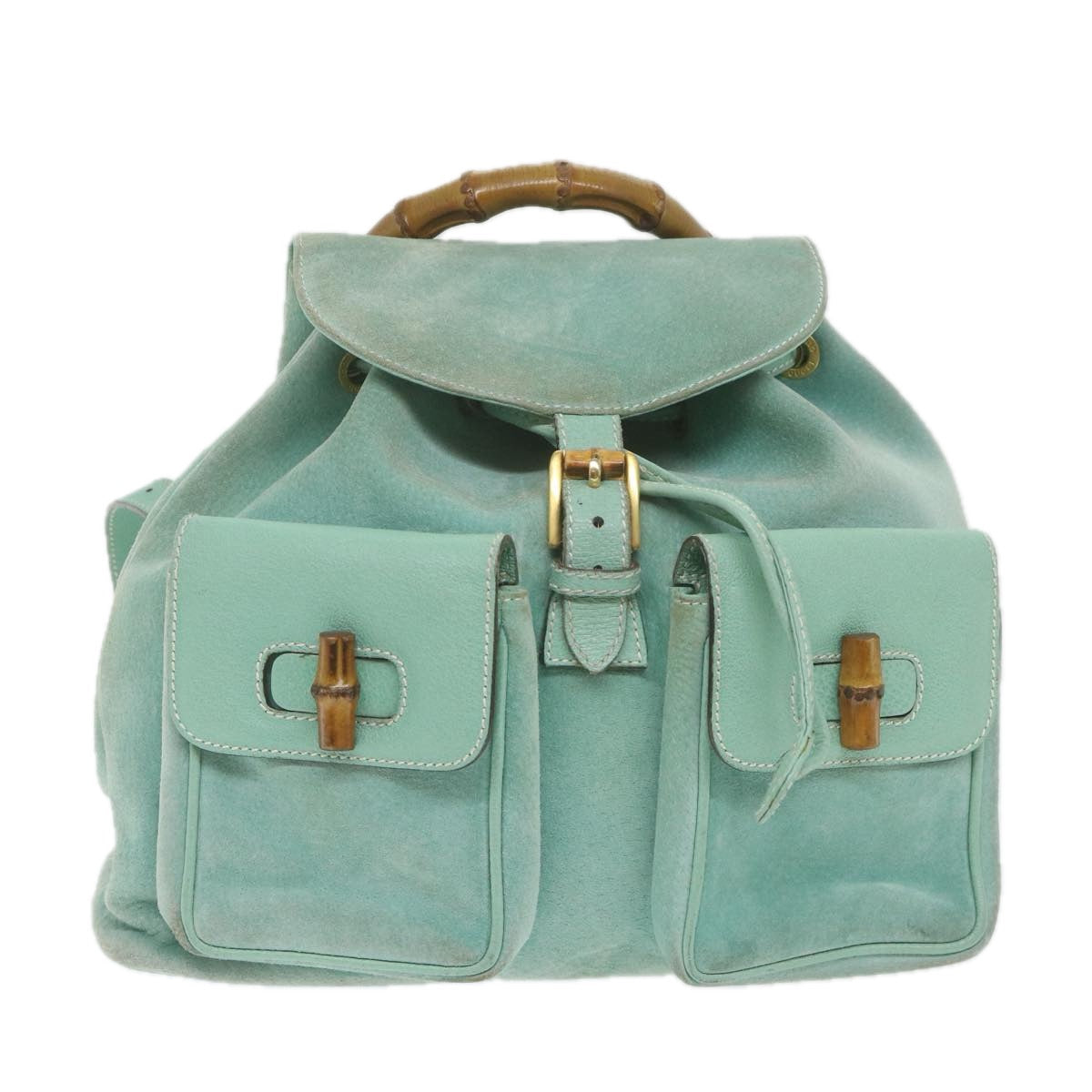 GUCCI Bamboo Backpack Suede Blue 003 1998 0016 yk9453