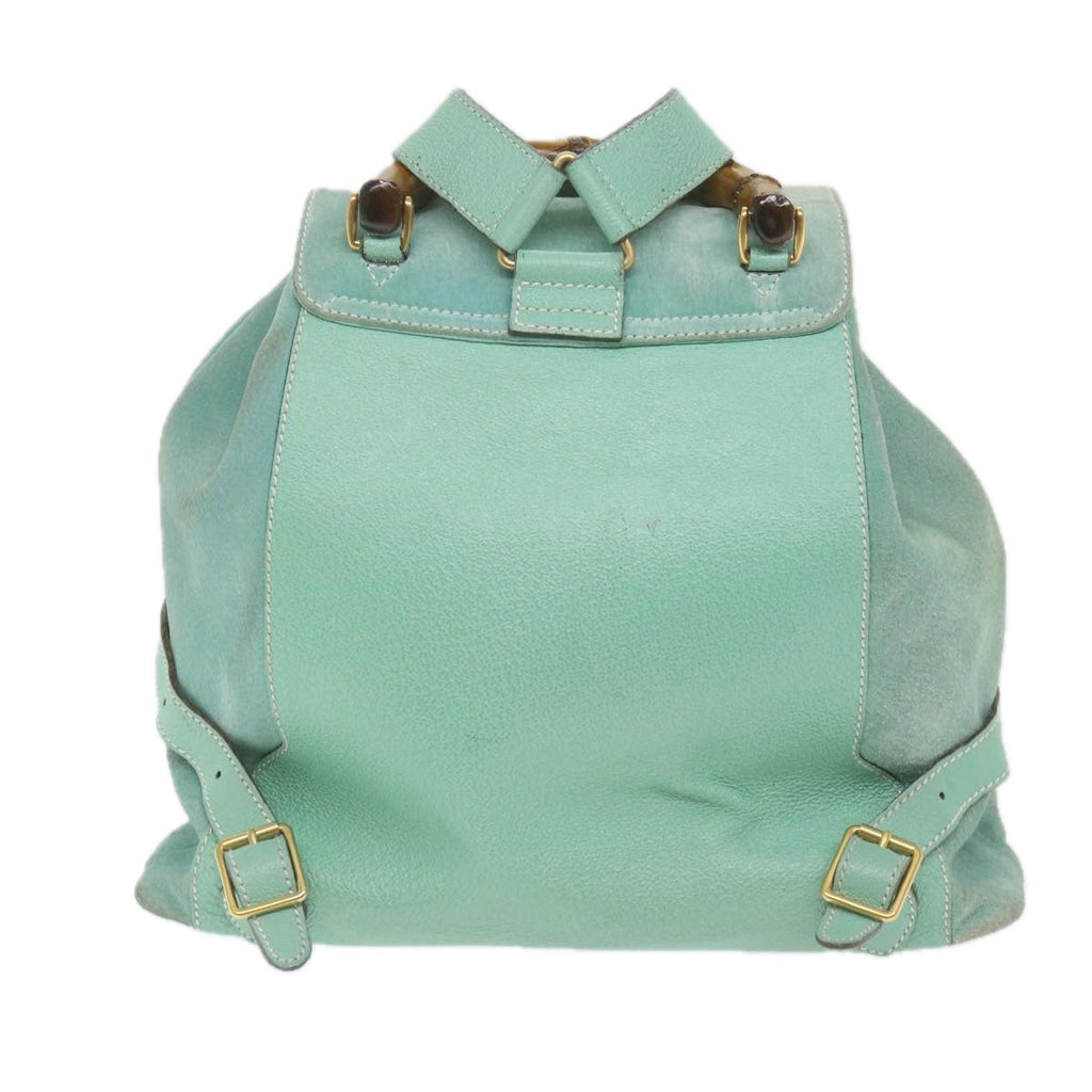GUCCI Bamboo Backpack Suede Blue 003 1998 0016 yk9453