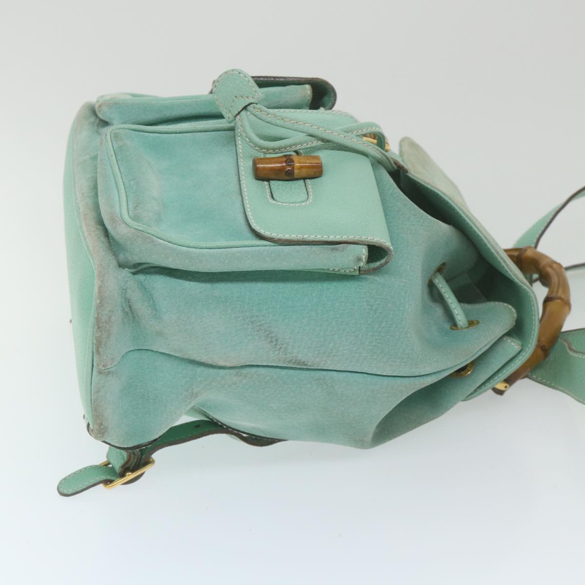 GUCCI Bamboo Backpack Suede Blue 003 1998 0016 yk9453