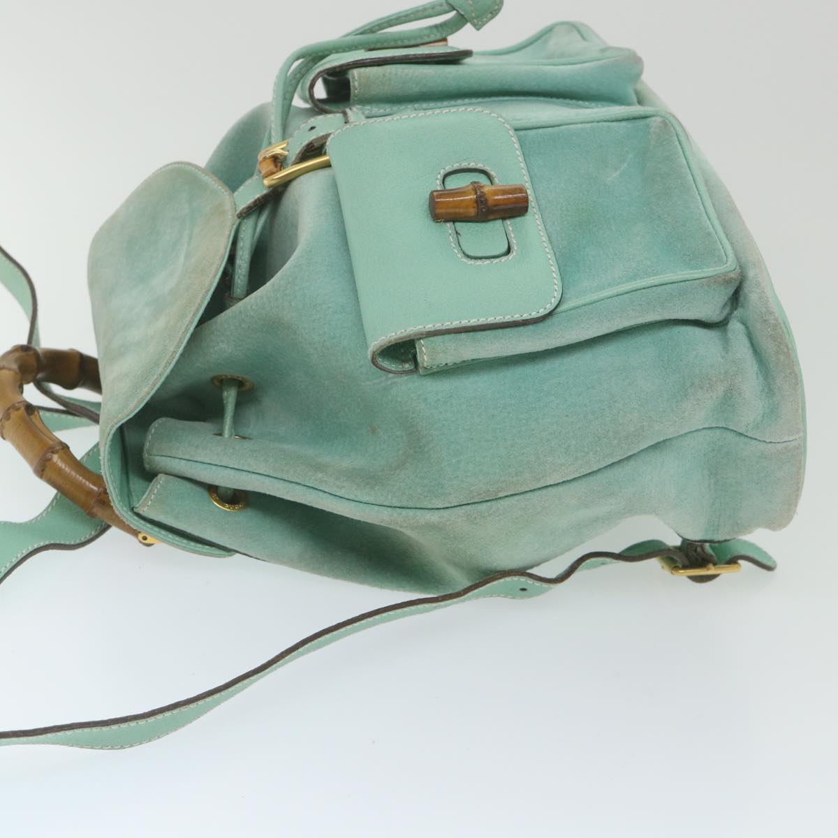 GUCCI Bamboo Backpack Suede Blue 003 1998 0016 yk9453