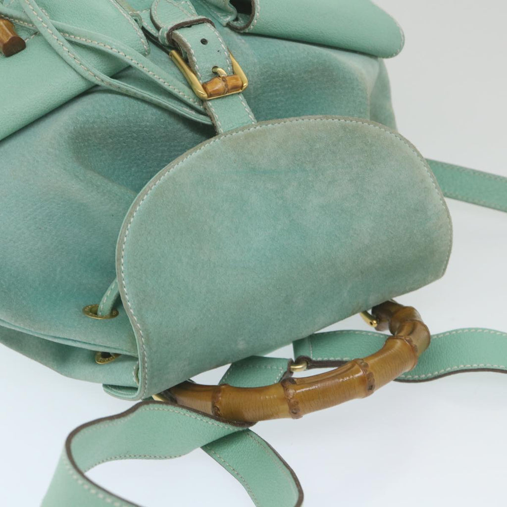 GUCCI Bamboo Backpack Suede Blue 003 1998 0016 yk9453