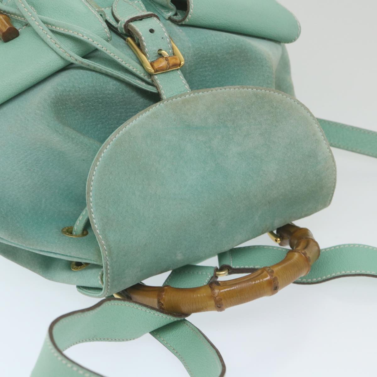 GUCCI Bamboo Backpack Suede Blue 003 1998 0016 yk9453