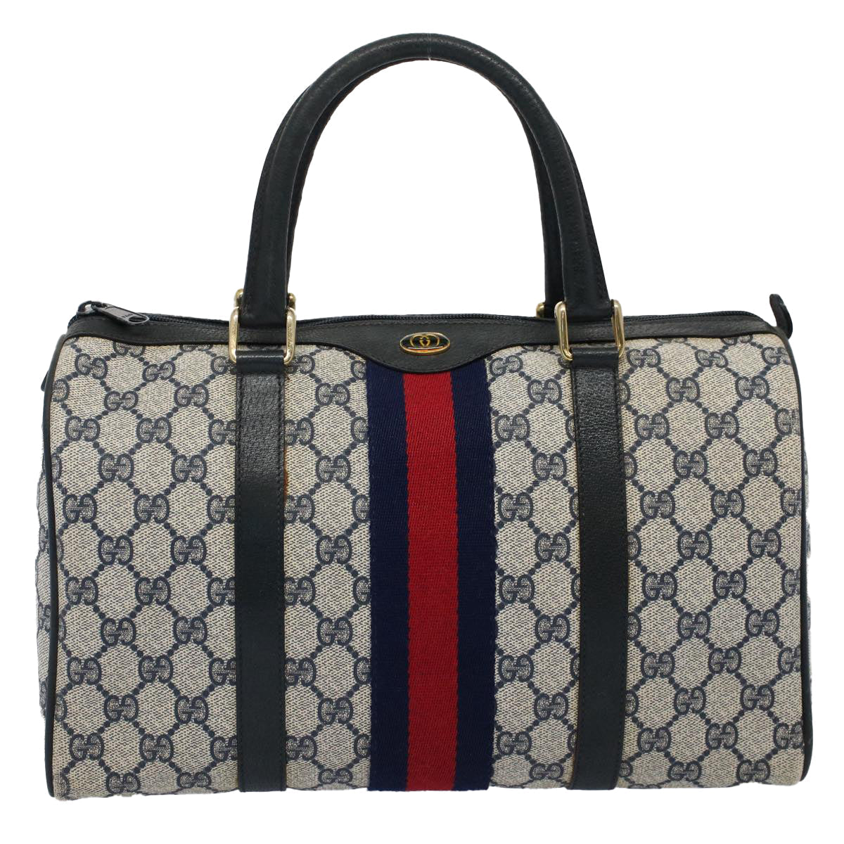 GUCCI GG Supreme Sherry Line Boston Bag Red Navy 10 01 3842 yk9458