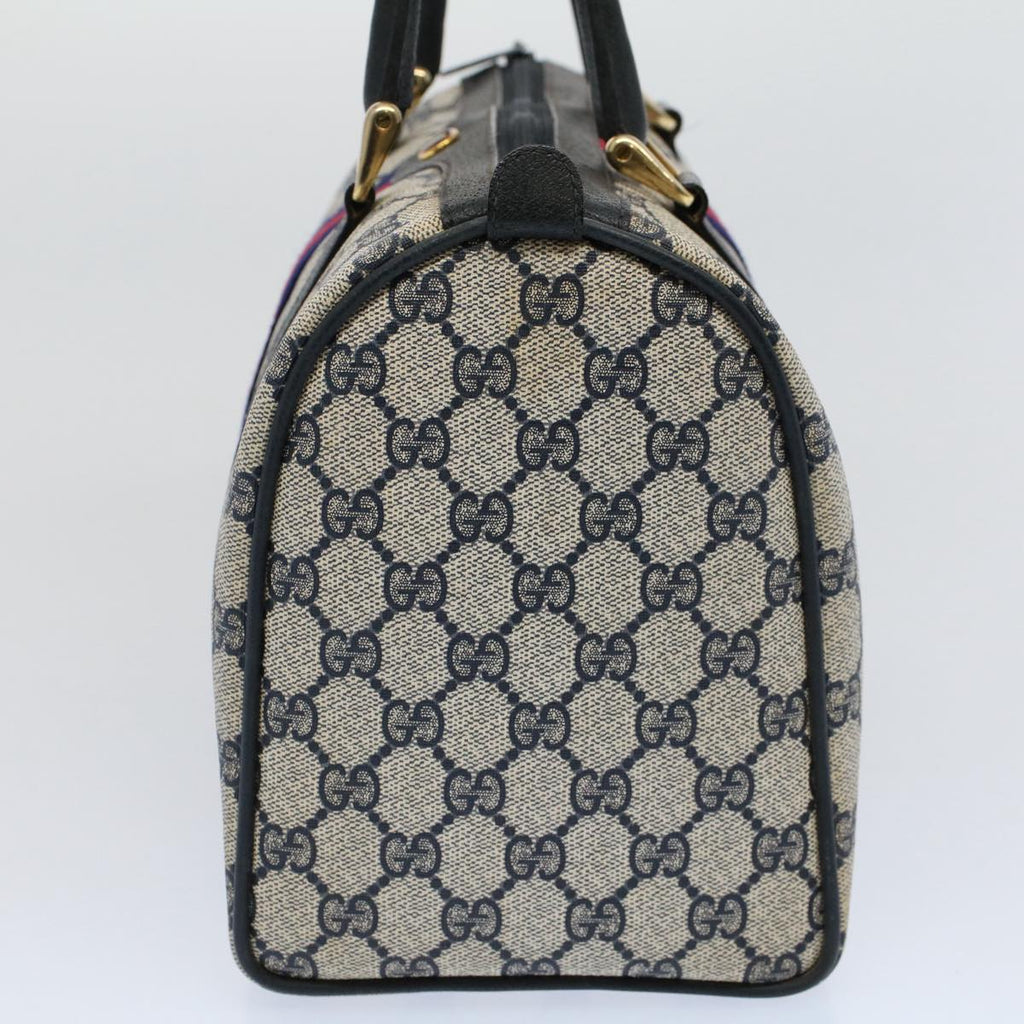 GUCCI GG Supreme Sherry Line Boston Bag Red Navy 10 01 3842 yk9458