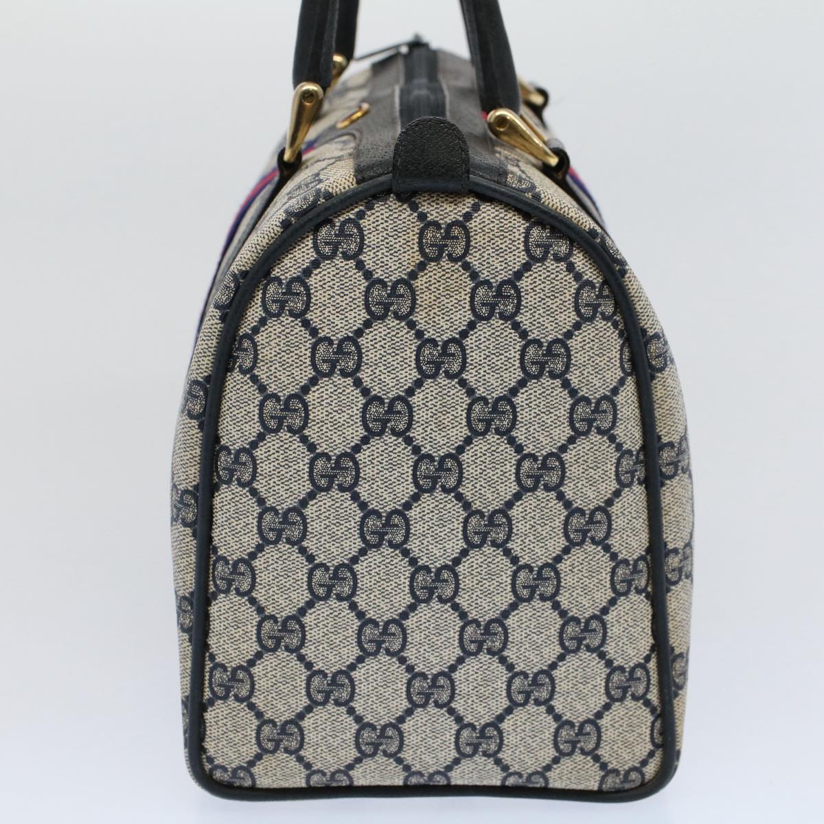 GUCCI GG Supreme Sherry Line Boston Bag Red Navy 10 01 3842 yk9458
