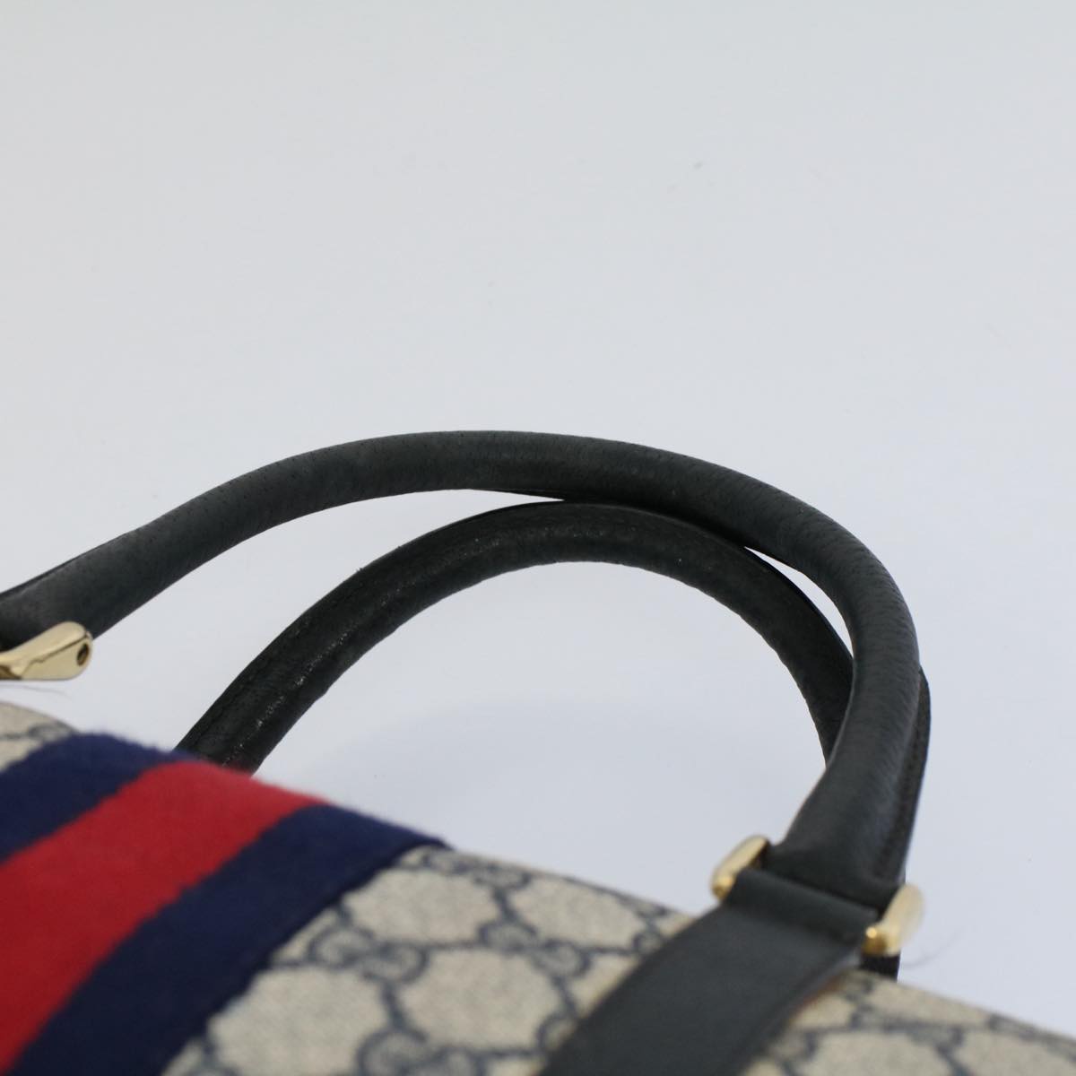 GUCCI GG Supreme Sherry Line Boston Bag Red Navy 10 01 3842 yk9458