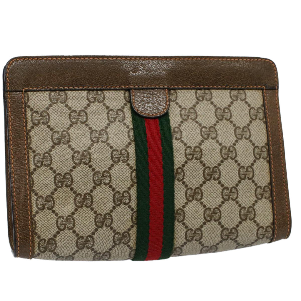 GUCCI GG Supreme Web Sherry Line Clutch Bag Beige Red 89 01 001 yk9462