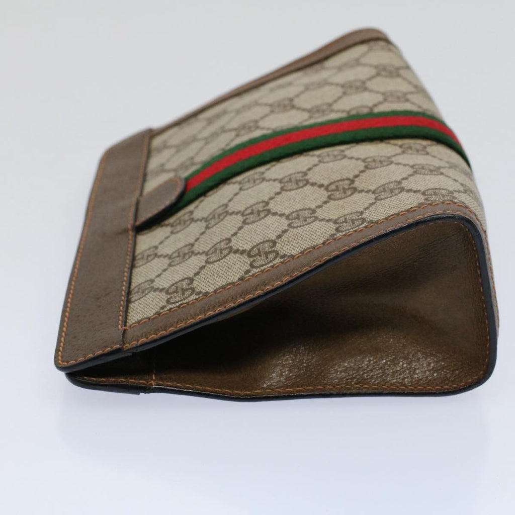 GUCCI GG Supreme Web Sherry Line Clutch Bag Beige Red 89 01 001 yk9462