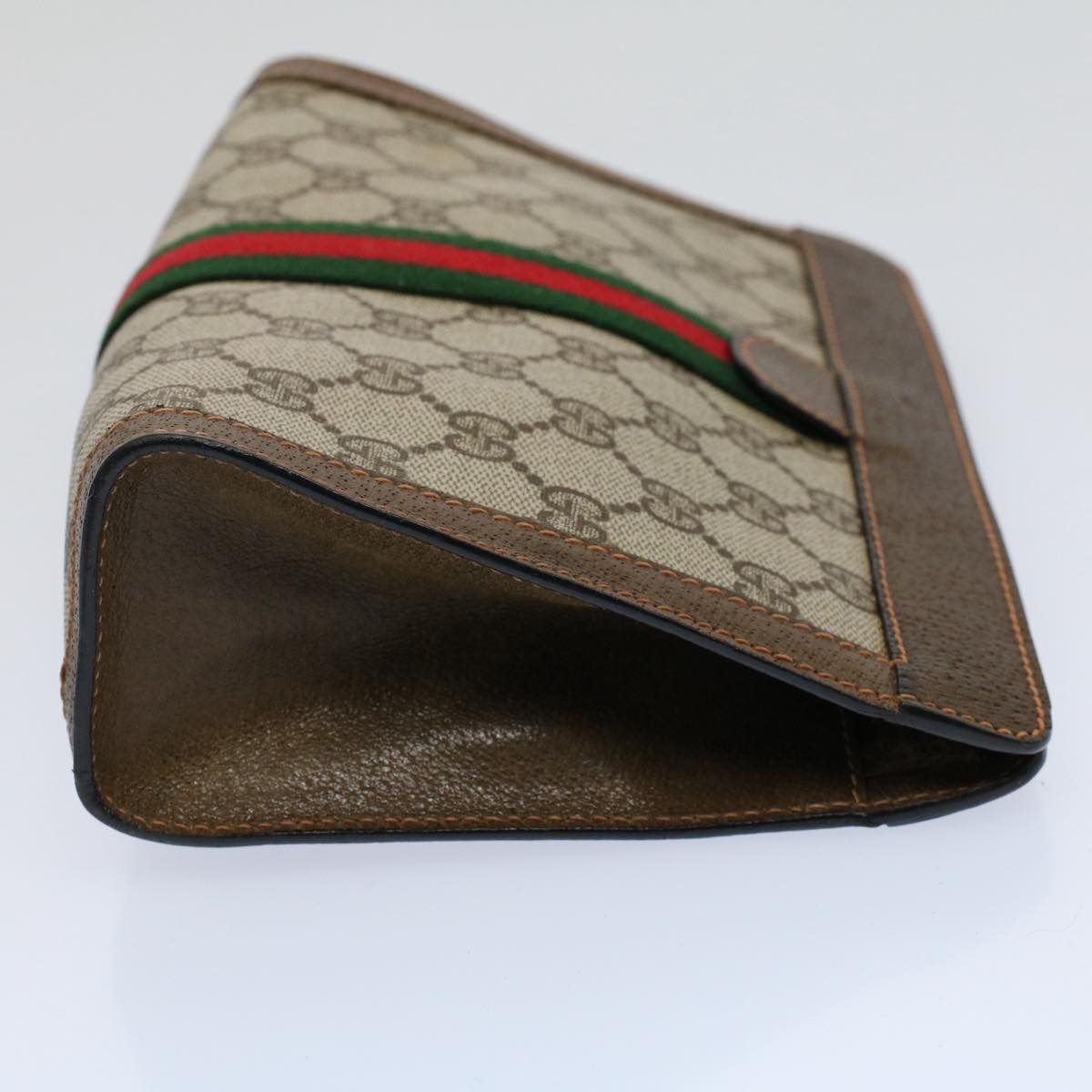 GUCCI GG Supreme Web Sherry Line Clutch Bag Beige Red 89 01 001 yk9462