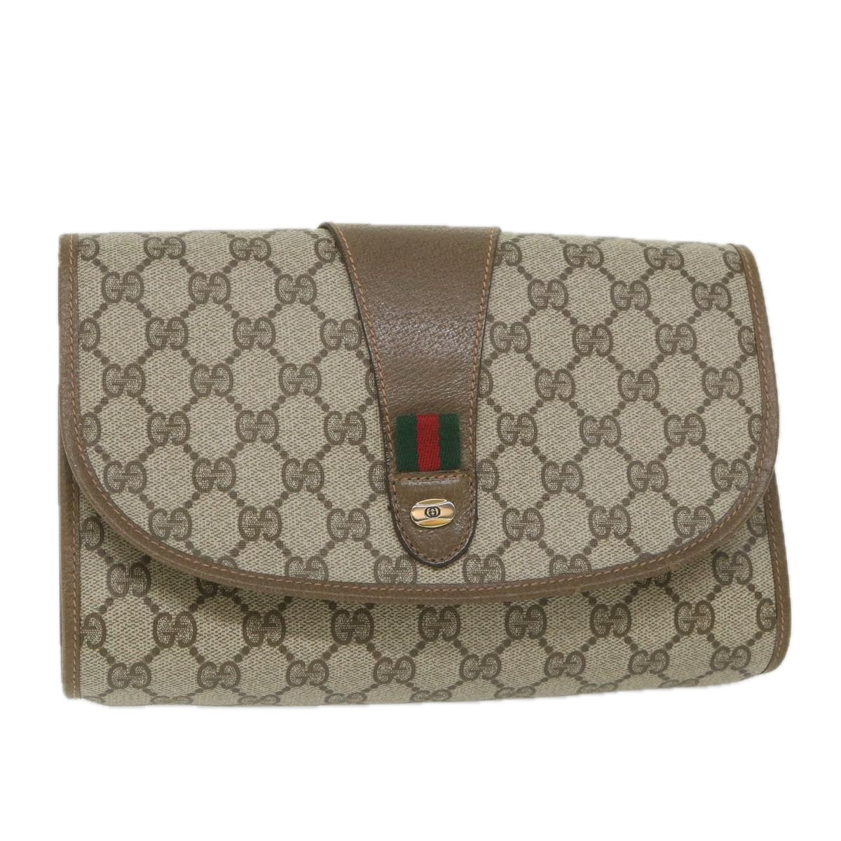 GUCCI GG Supreme Web Sherry Line Clutch Bag Beige Red 89 01 030 yk9482