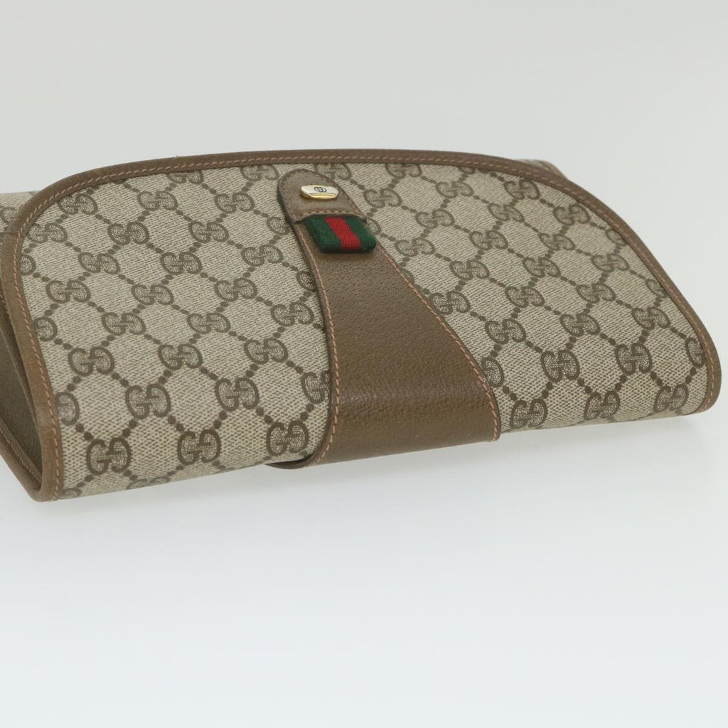 GUCCI GG Supreme Web Sherry Line Clutch Bag Beige Red 89 01 030 yk9482