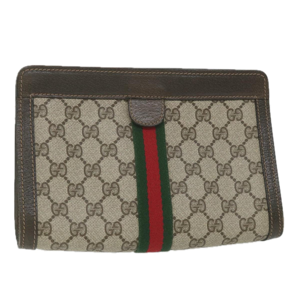 GUCCI GG Supreme Web Sherry Line Clutch Bag Beige Red 41 014 2125 23 yk9483