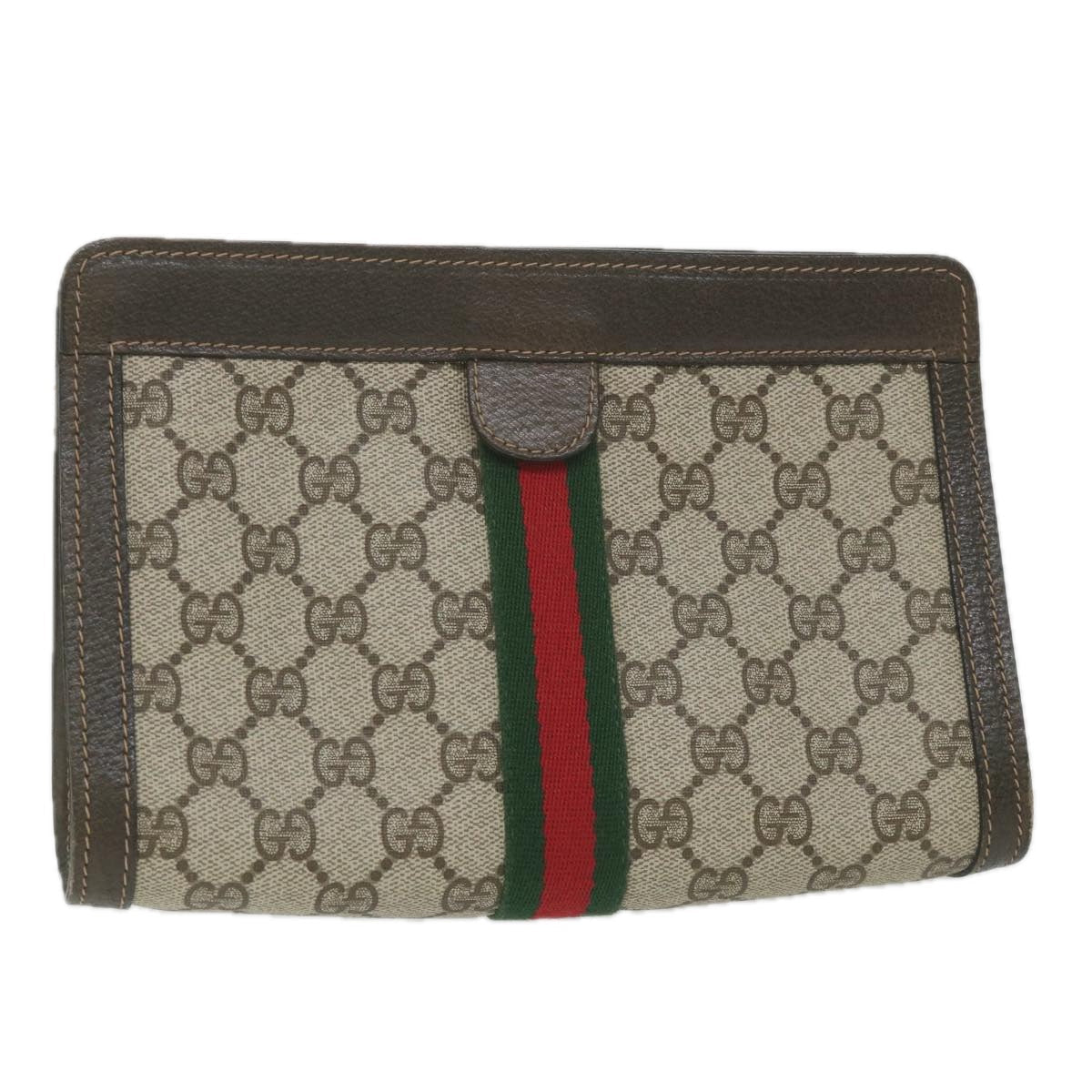 GUCCI GG Supreme Web Sherry Line Clutch Bag Beige Red 41 014 2125 23 yk9483