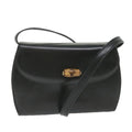 GUCCI Bamboo Turn Lock Shoulder Bag Leather Black 004 46 0474 yk9494