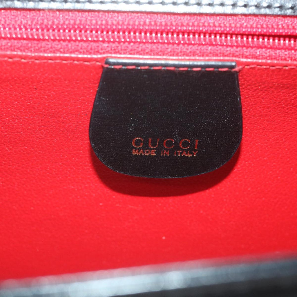 GUCCI Bamboo Turn Lock Shoulder Bag Leather Black 004 46 0474 yk9494