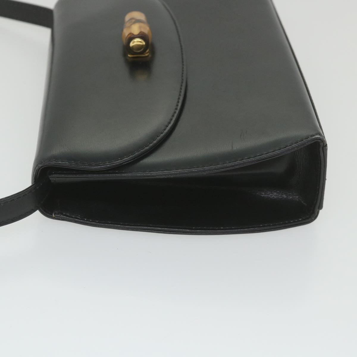 GUCCI Bamboo Turn Lock Shoulder Bag Leather Black 004 46 0474 yk9494