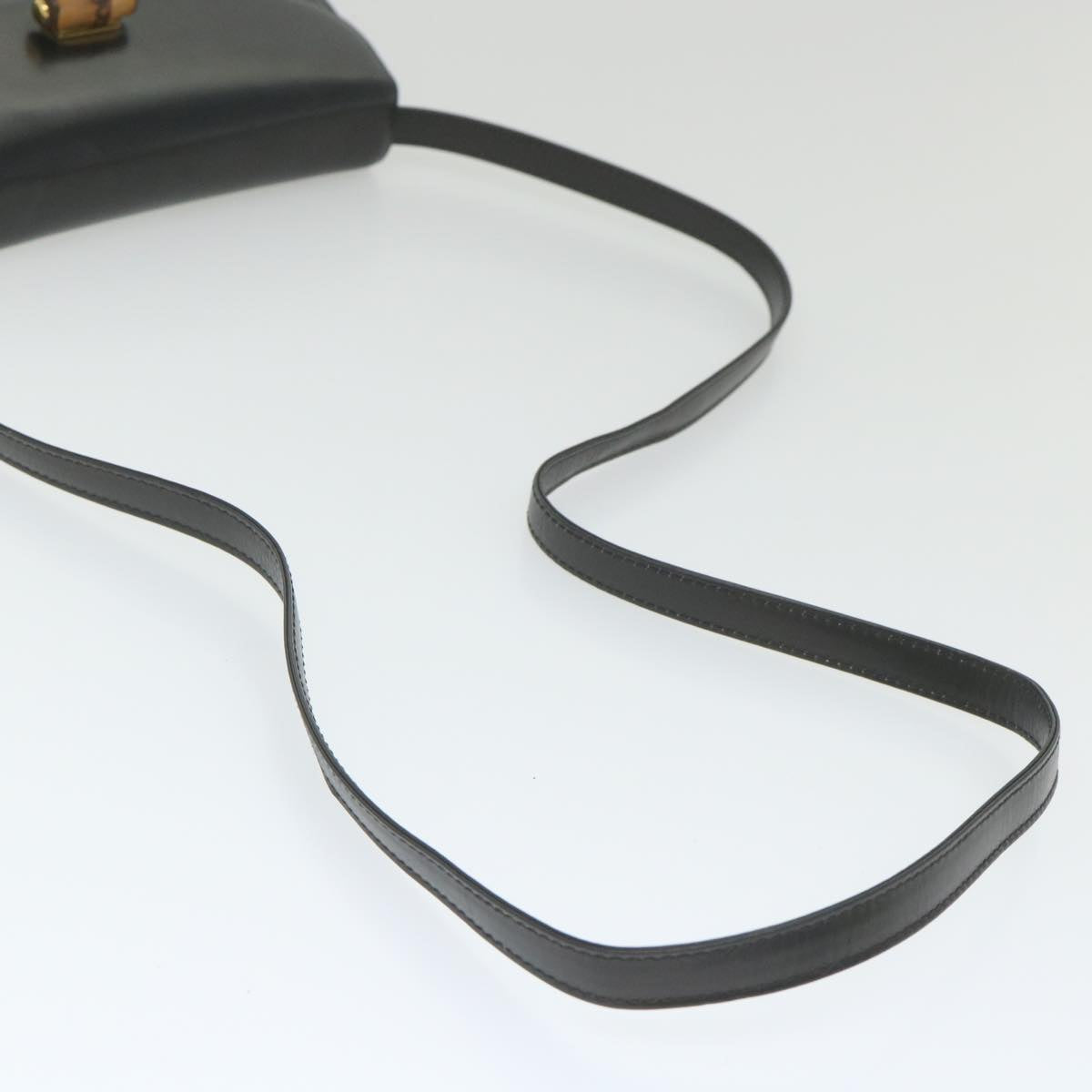 GUCCI Bamboo Turn Lock Shoulder Bag Leather Black 004 46 0474 yk9494