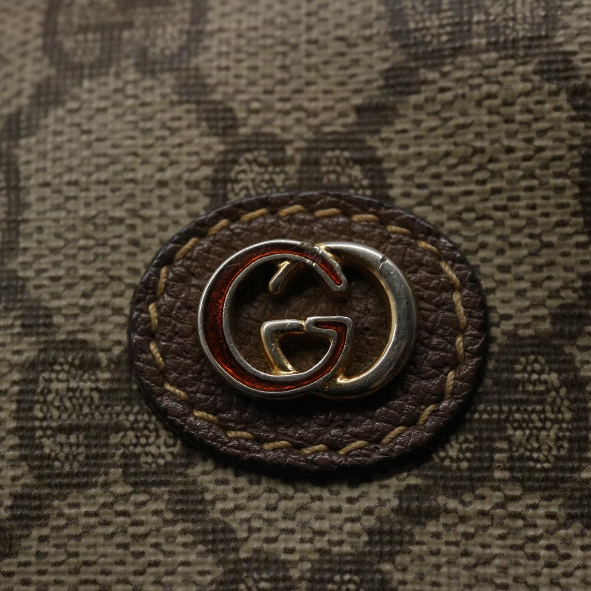 GUCCI GG Supreme Pouch PVC Leather Beige yk9504