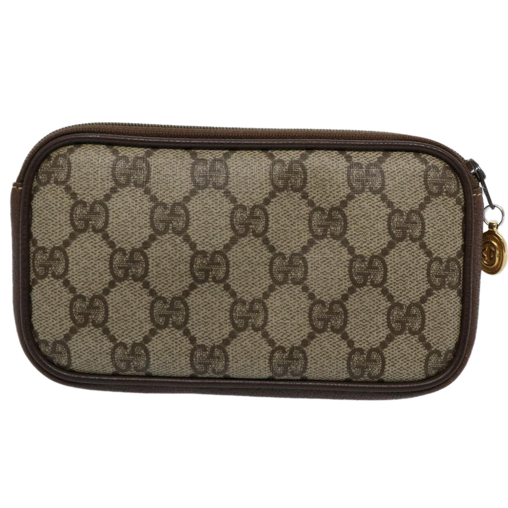 GUCCI GG Supreme Pouch PVC Leather Beige yk9504