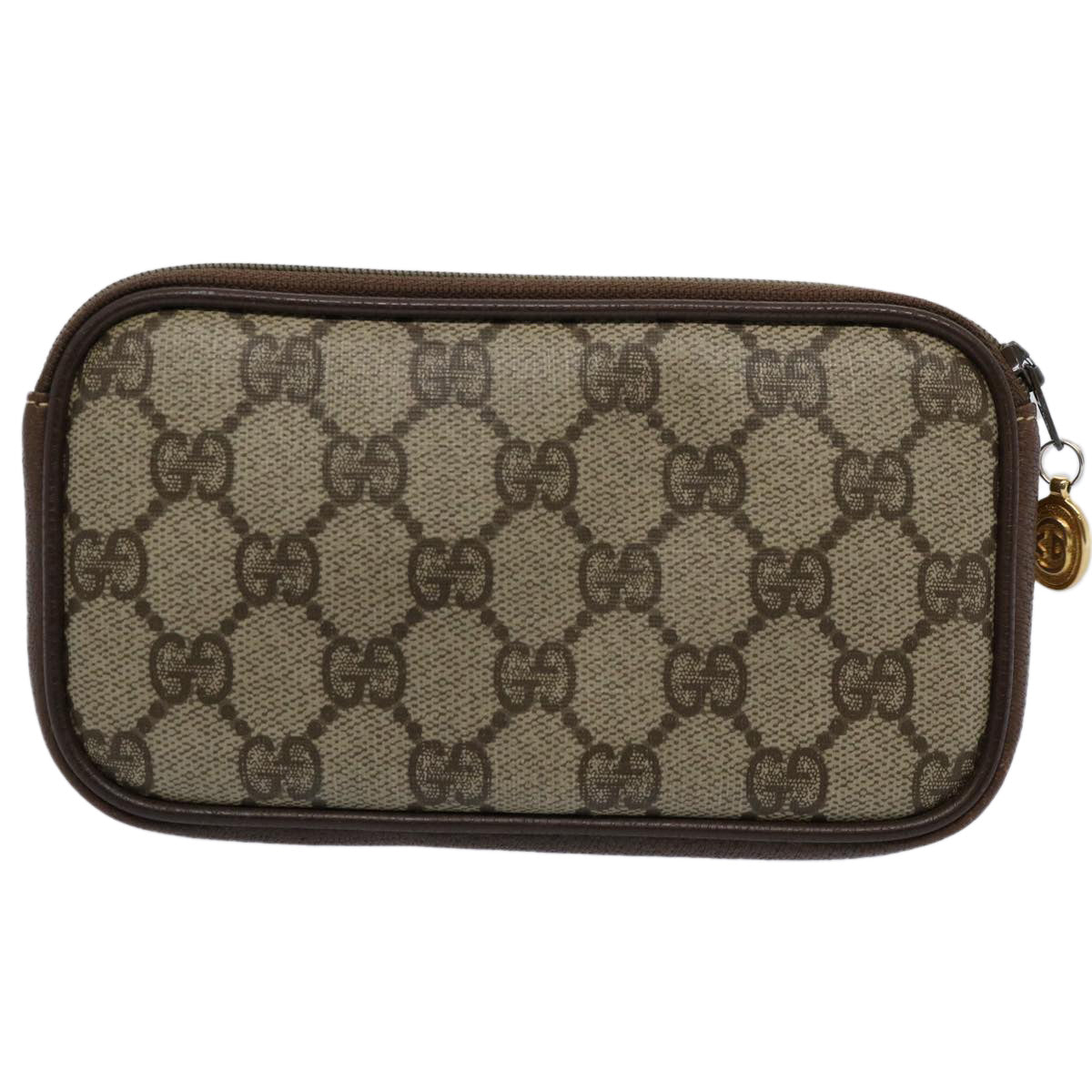 GUCCI GG Supreme Pouch PVC Leather Beige yk9504