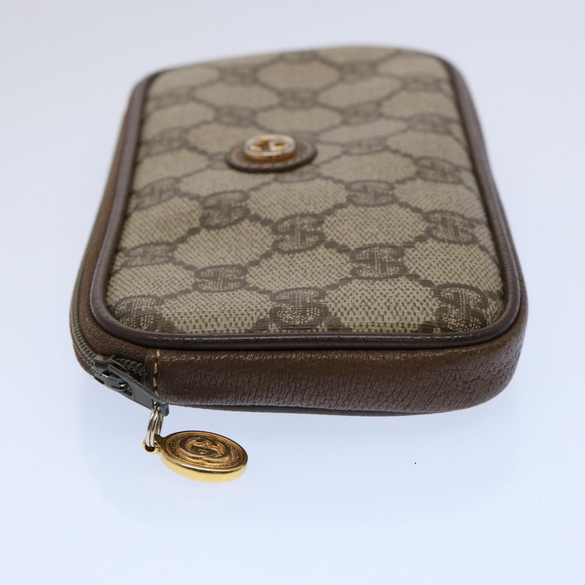 GUCCI GG Supreme Pouch PVC Leather Beige yk9504
