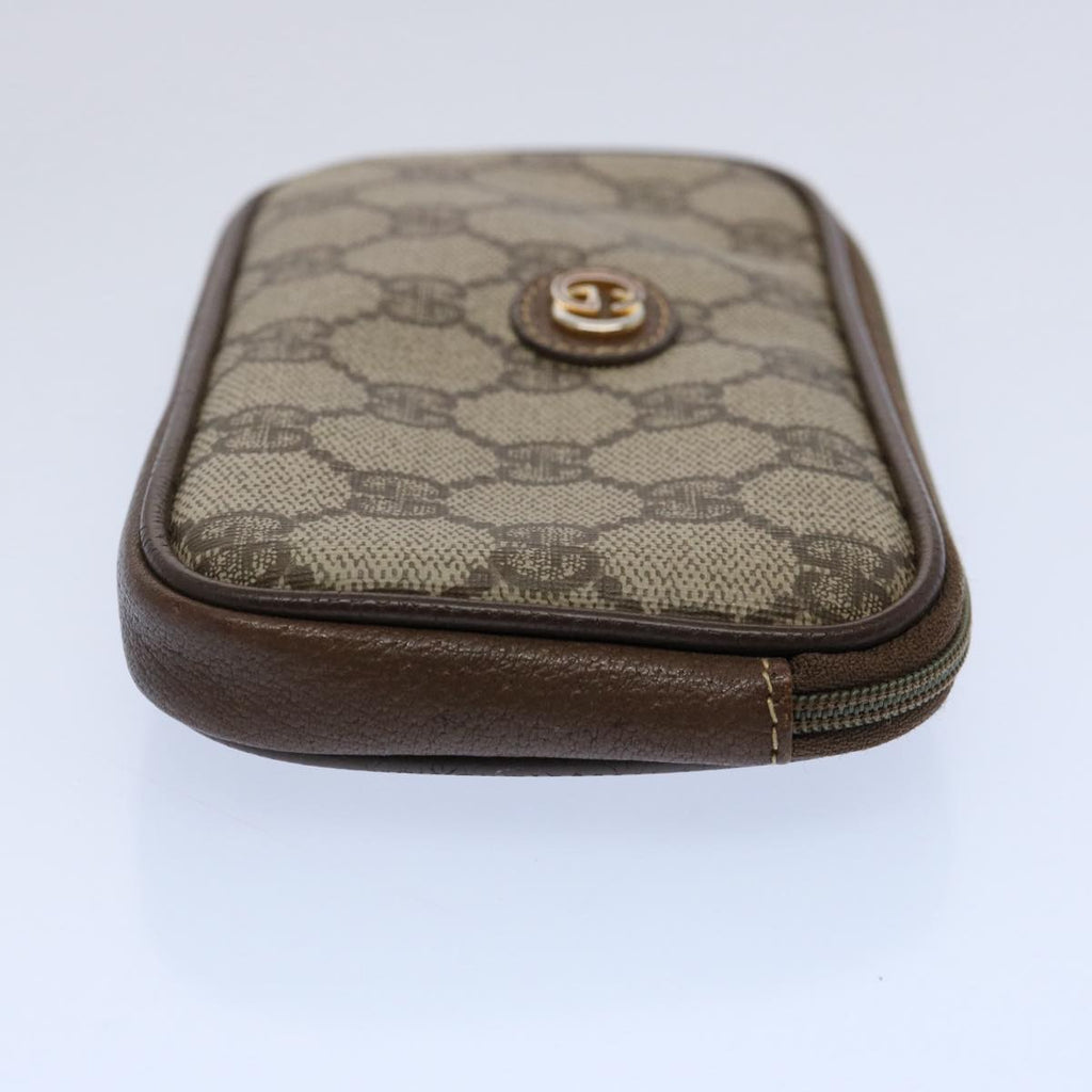 GUCCI GG Supreme Pouch PVC Leather Beige yk9504