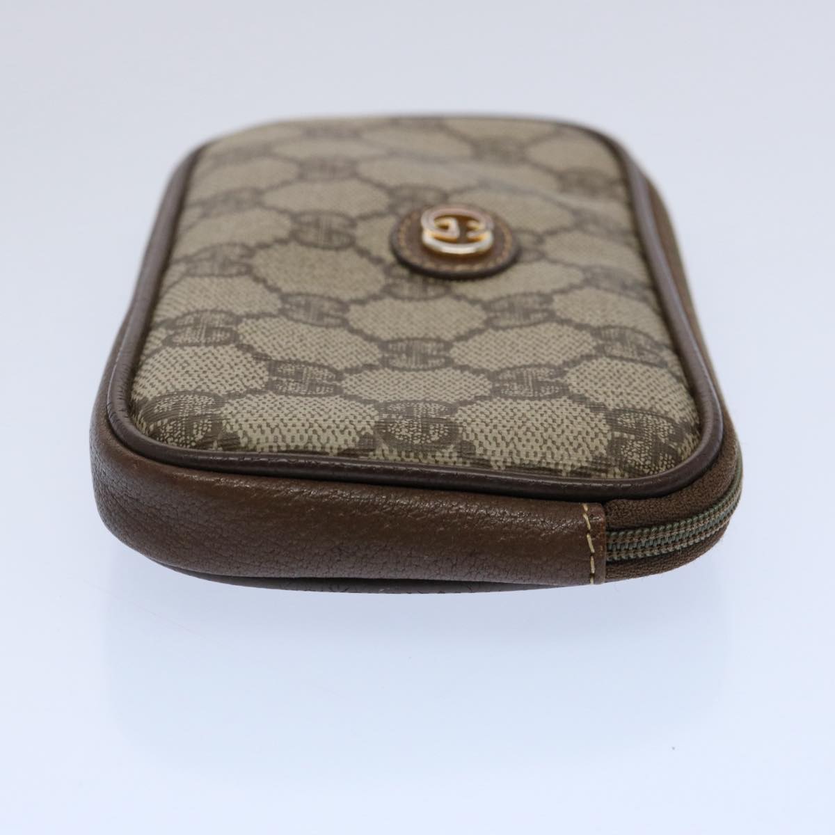 GUCCI GG Supreme Pouch PVC Leather Beige yk9504