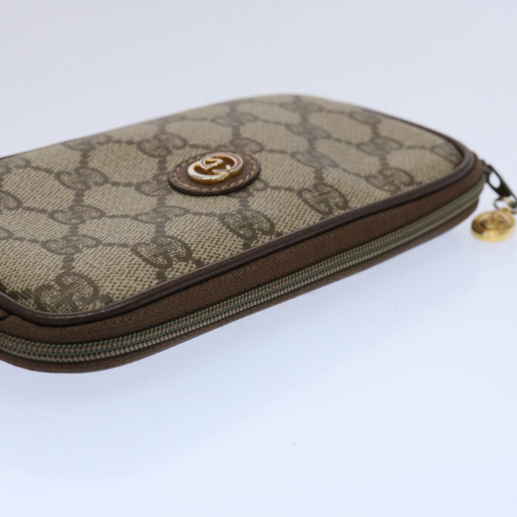 GUCCI GG Supreme Pouch PVC Leather Beige yk9504