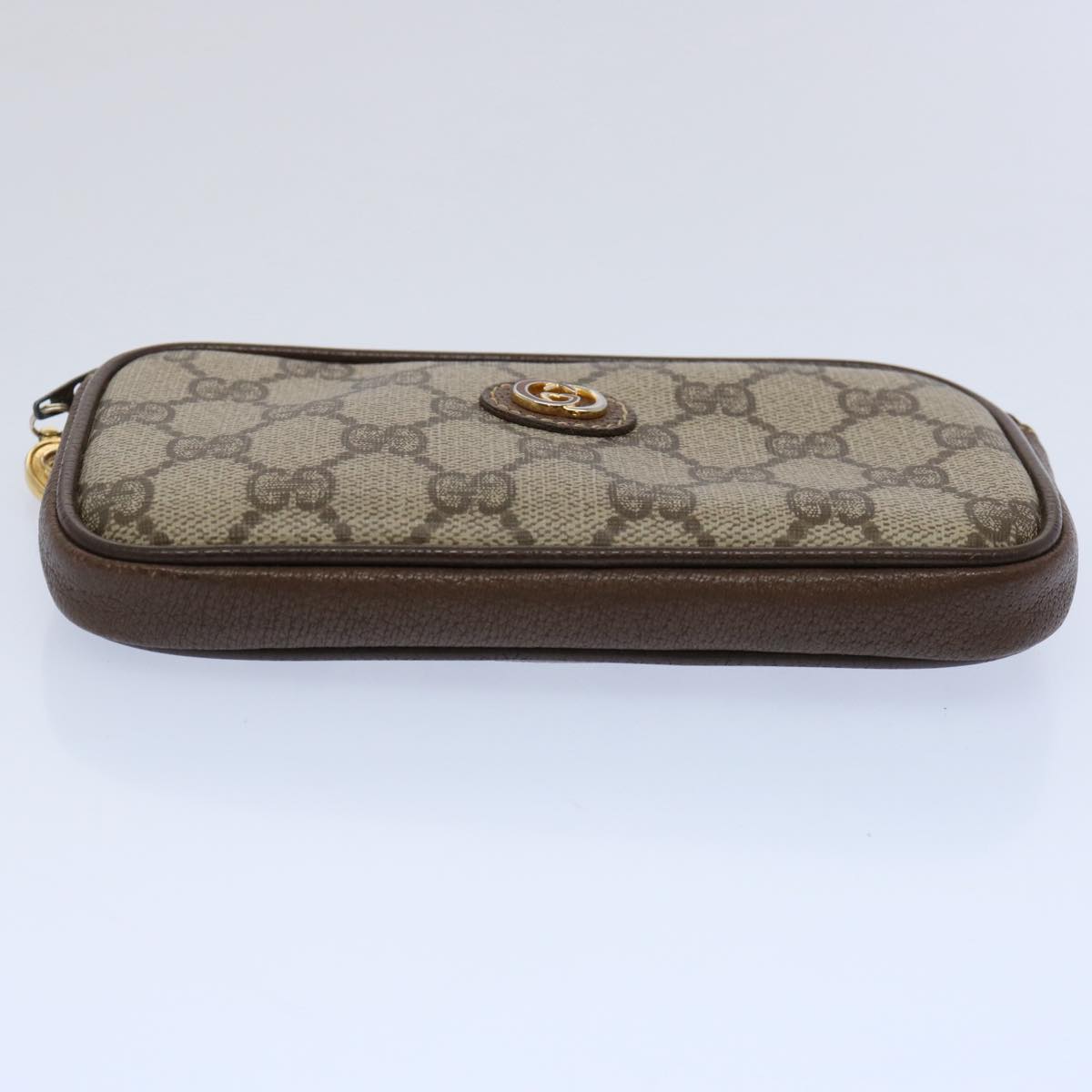 GUCCI GG Supreme Pouch PVC Leather Beige yk9504