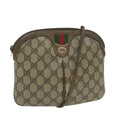 GUCCI GG Supreme Web Sherry Line Shoulder Bag PVC Leather Beige Red yk9505