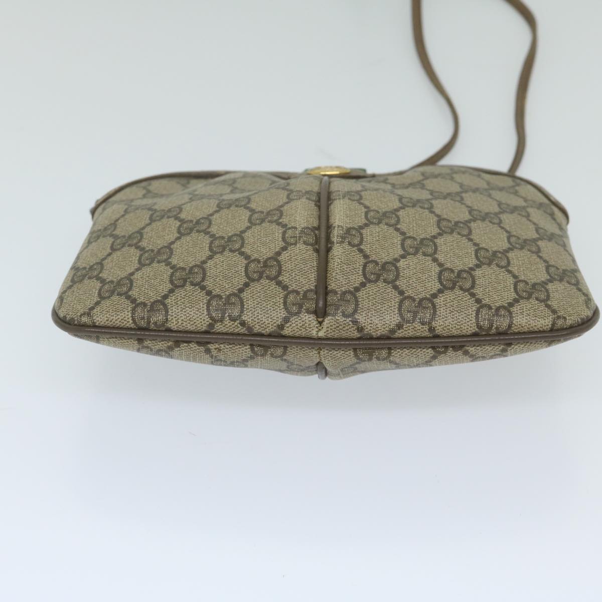 GUCCI GG Supreme Web Sherry Line Shoulder Bag PVC Leather Beige Red yk9505