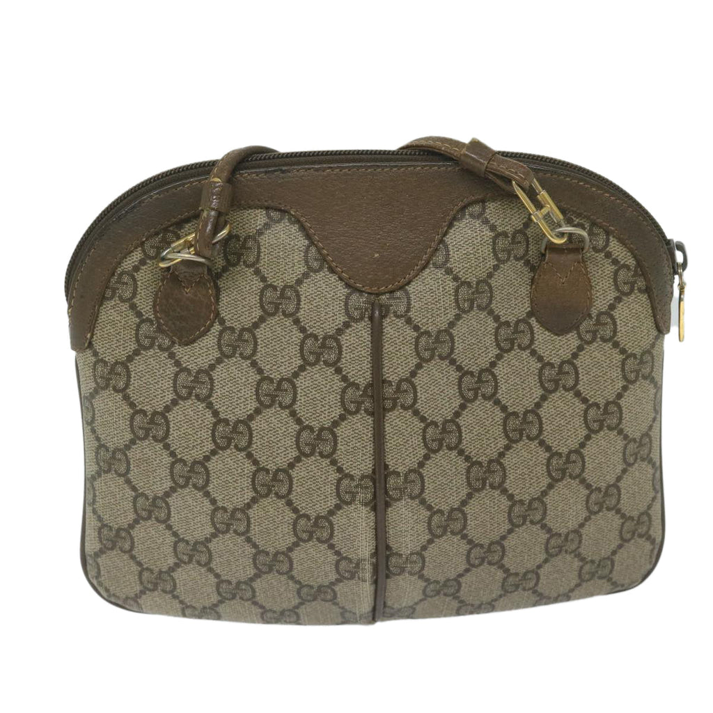 GUCCI GG Supreme Web Sherry Line Shoulder Bag PVC Leather Beige Red yk9505