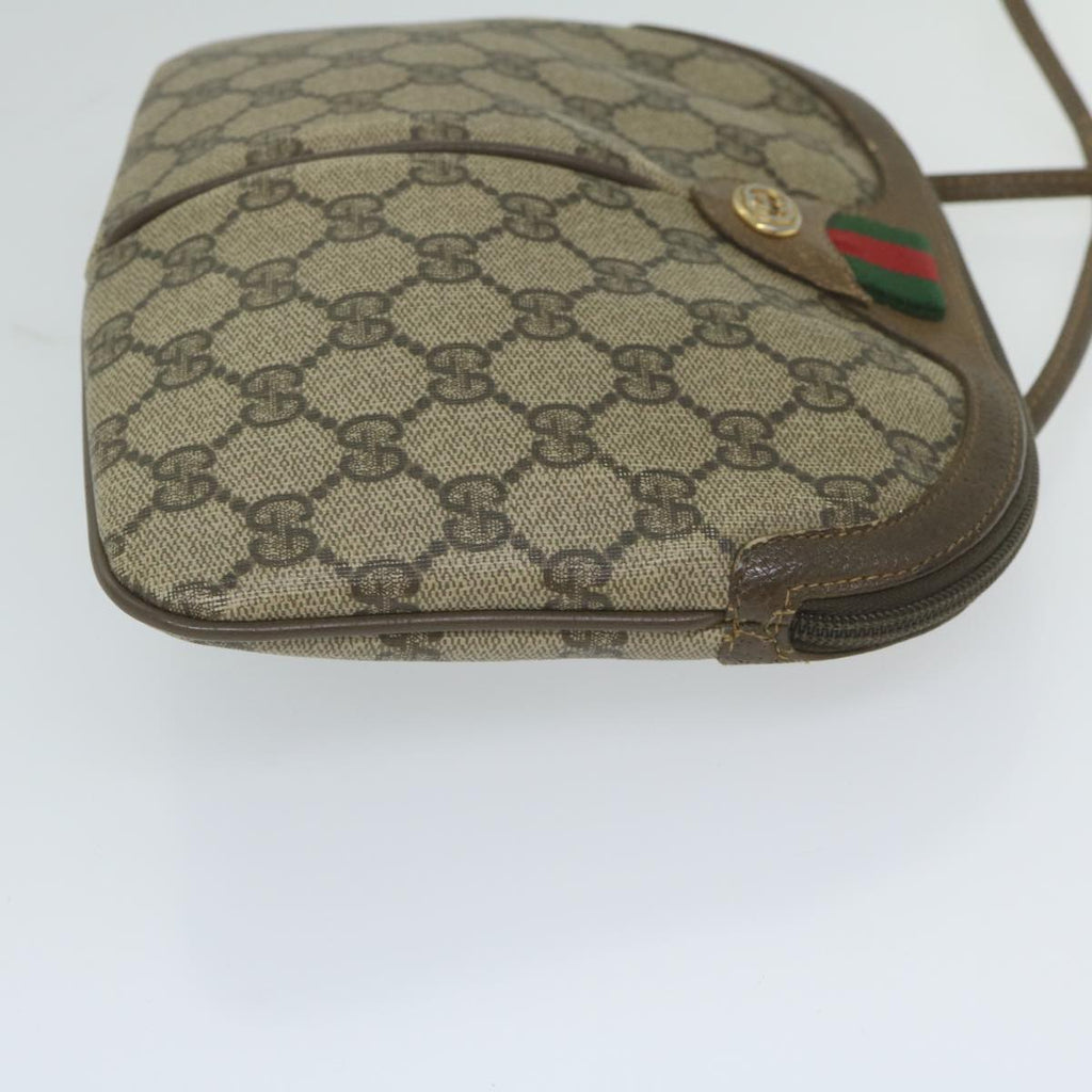 GUCCI GG Supreme Web Sherry Line Shoulder Bag PVC Leather Beige Red yk9505