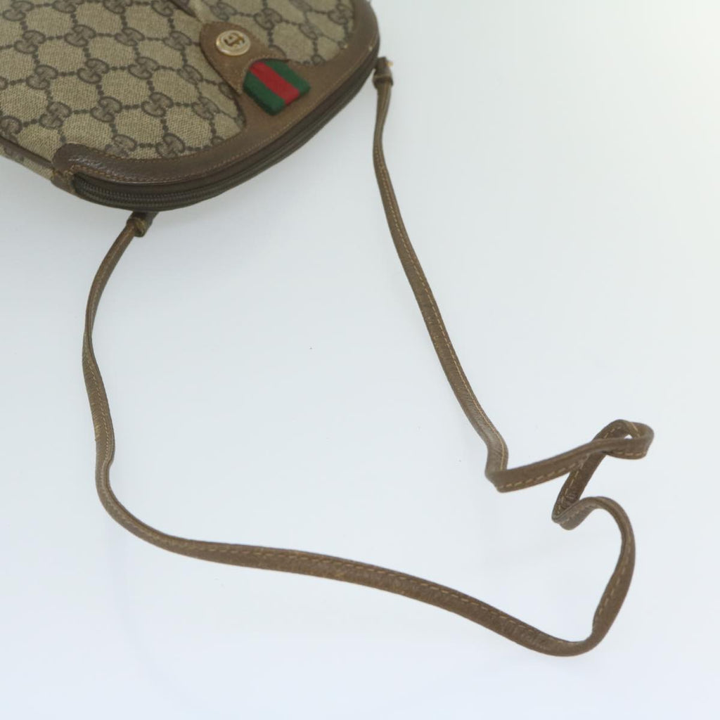 GUCCI GG Supreme Web Sherry Line Shoulder Bag PVC Leather Beige Red yk9505