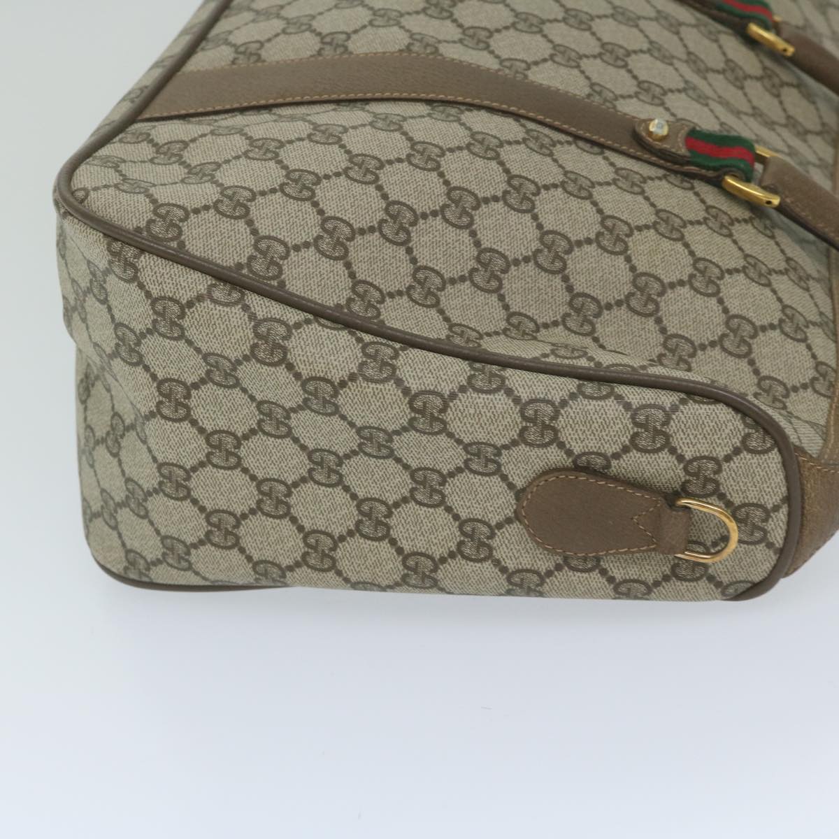 GUCCI GG Supreme Web Sherry Line Boston Bag 2way Beige Red 39 02 041 yk9512
