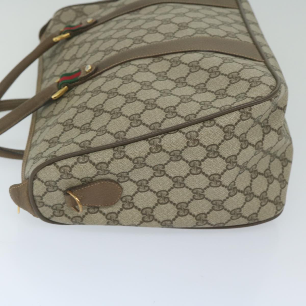 GUCCI GG Supreme Web Sherry Line Boston Bag 2way Beige Red 39 02 041 yk9512