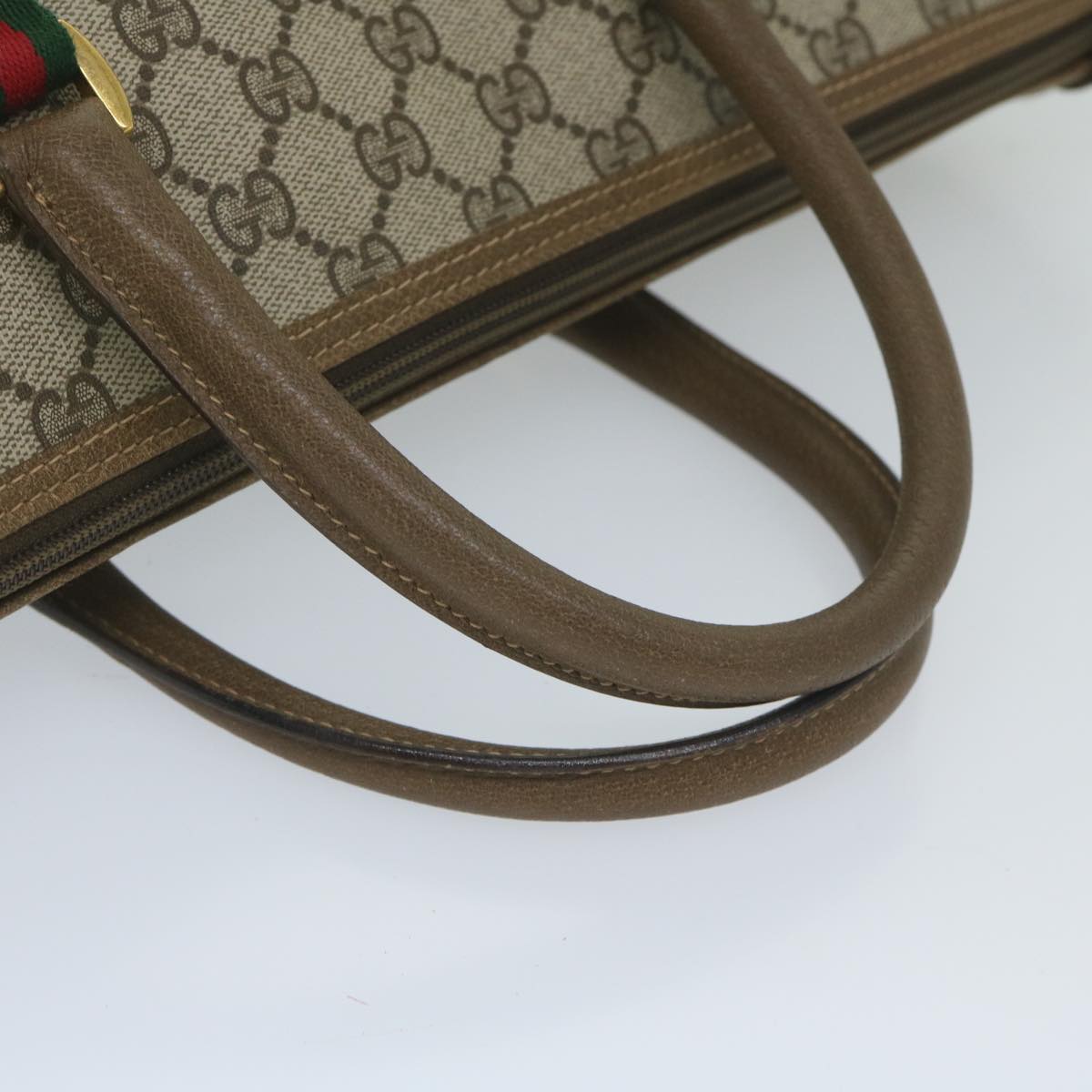 GUCCI GG Supreme Web Sherry Line Boston Bag 2way Beige Red 39 02 041 yk9512
