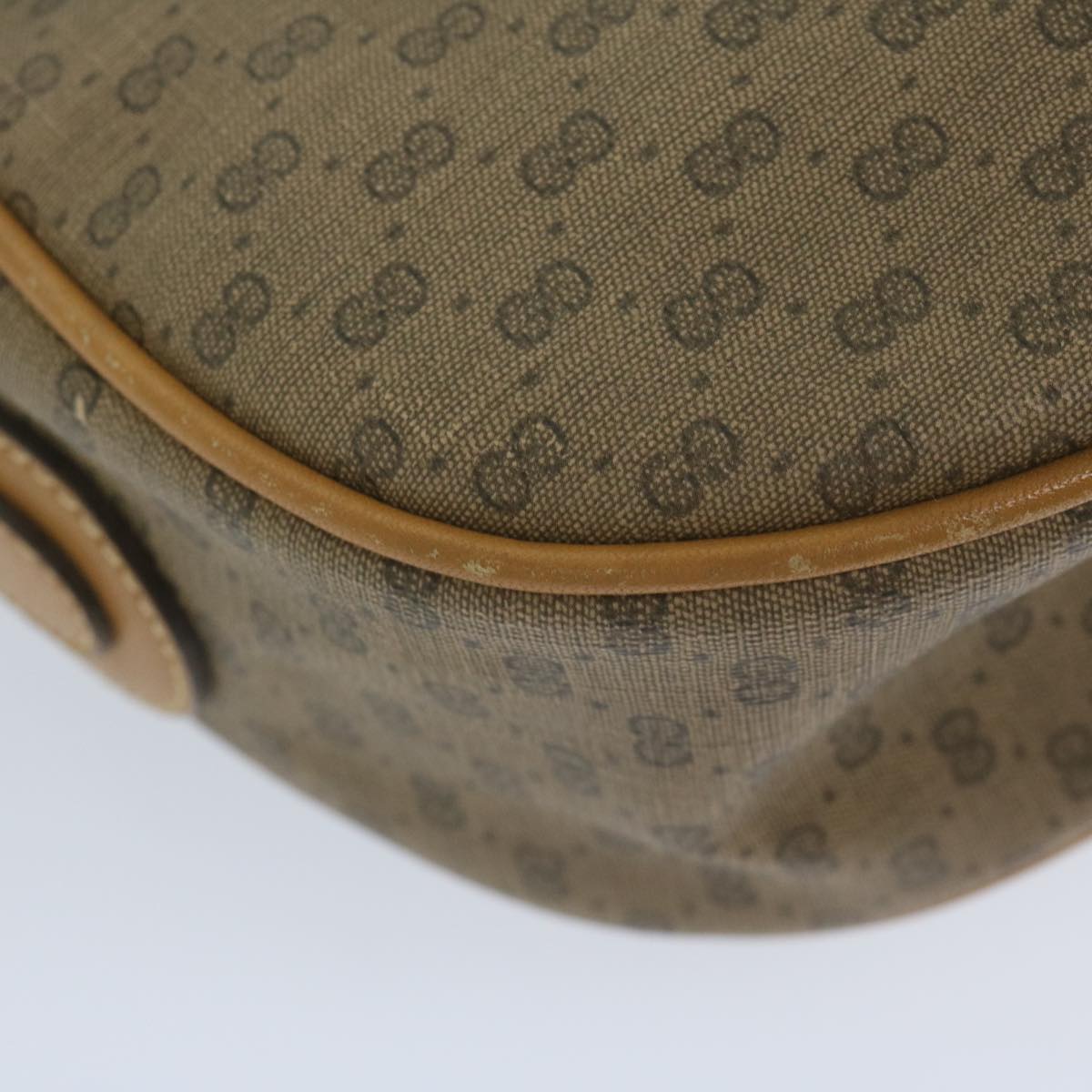 GUCCI Micro GG Canvas Web Sherry Line Shoulder Bag PVC Beige Green yk9514