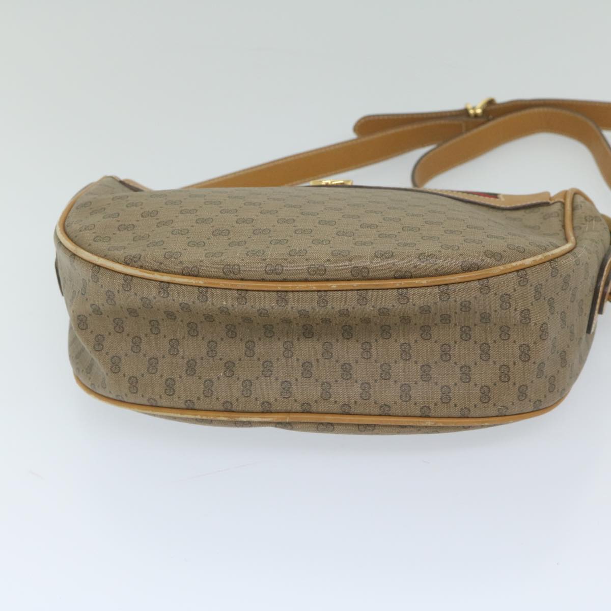 GUCCI Micro GG Canvas Web Sherry Line Shoulder Bag PVC Beige Green yk9514