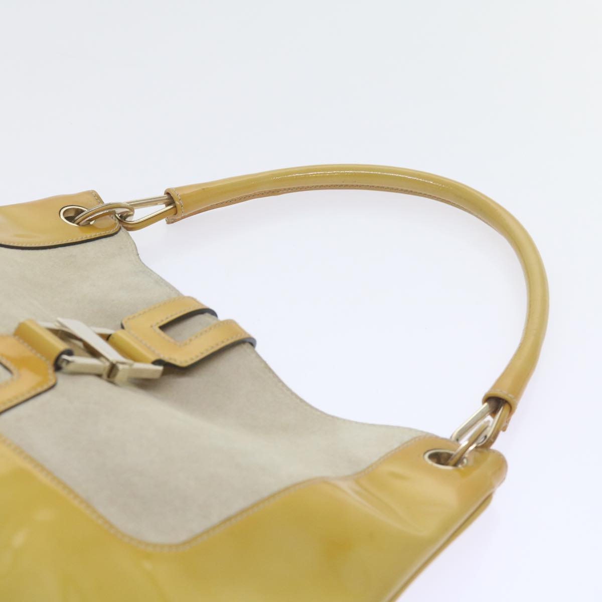 GUCCI Jackie Shoulder Bag Patent leather Suede Yellow 001 4149 yk9517